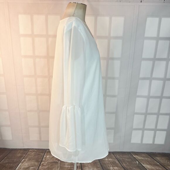 Lulu’s Far Wanderings Ivory Long Sleeve Shift Dress size small - Picture 8 of 14